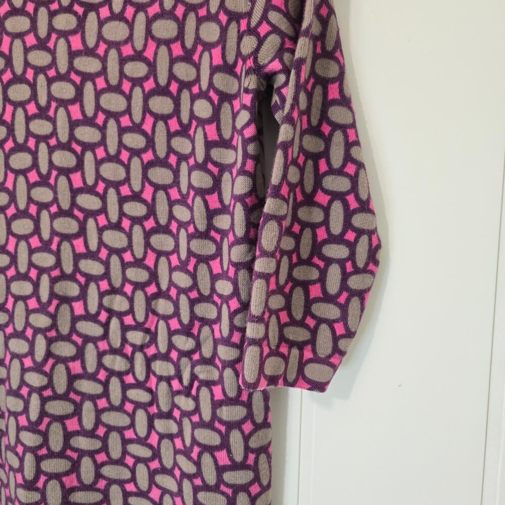 Boden Pink Wool Shift Dress Purple Geometric Pattern Warm US Size 6 - Picture 11 of 11